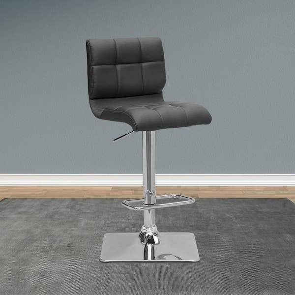 Adjustable Height Black Bonded Leather Swivel Bar Stool (Set of 2)