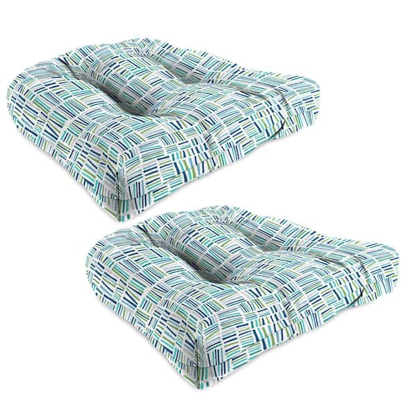 Jordan Manufacturing 18 in. L x 18 in. W x 4 in. T Square Tufted Outdoor Wicker Seat Cushion in Zim Swedish (2-Pack)