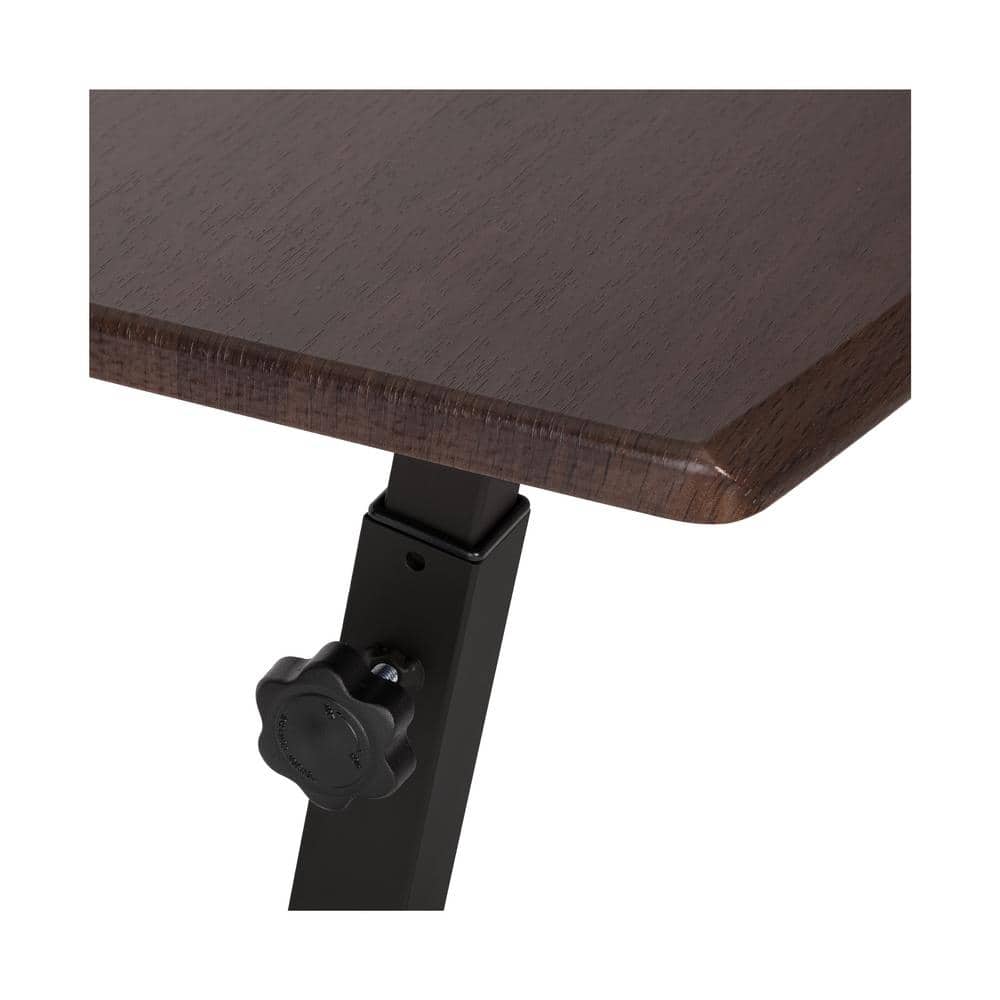 Walnut Adjustable Height 24'' Rolling Laptop Cart with Locking Wheels