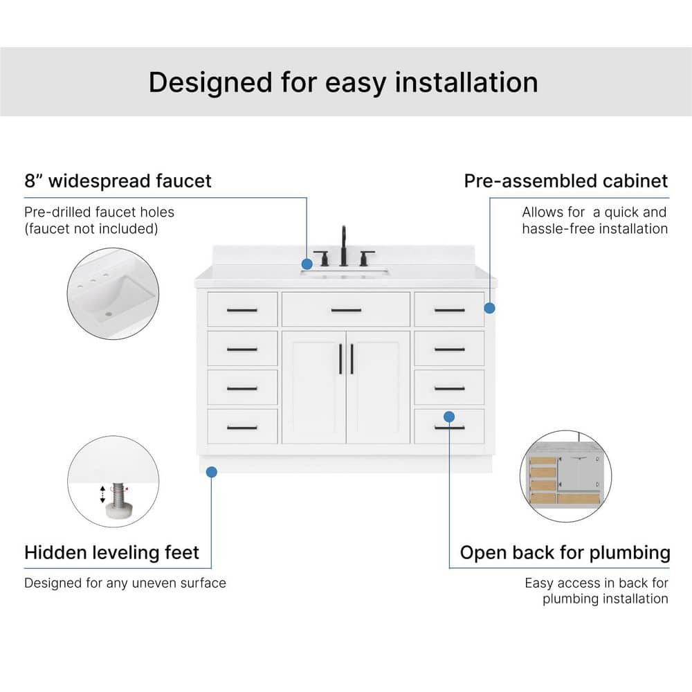 Hepburn 54" White Freestanding Single Basin Vanity Set