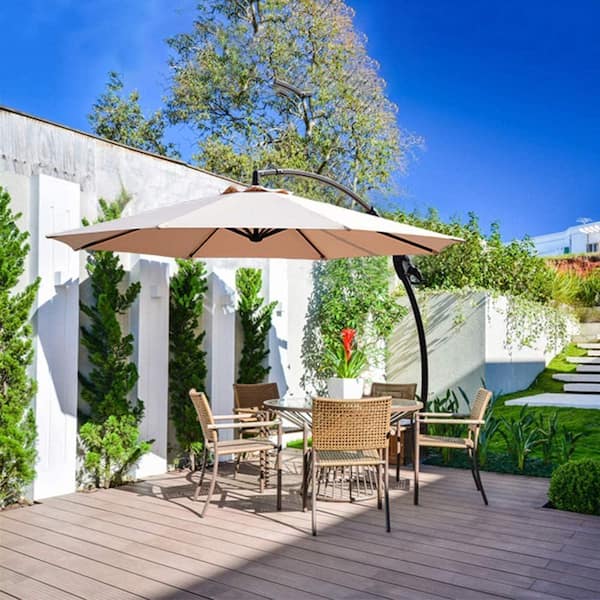 10 umbrella patio off set 10 FT Patio Offset Umbrella Outdoor Cantilever Umbrella, 24 Month Fade  Resistance & Water-repellent UV Protection