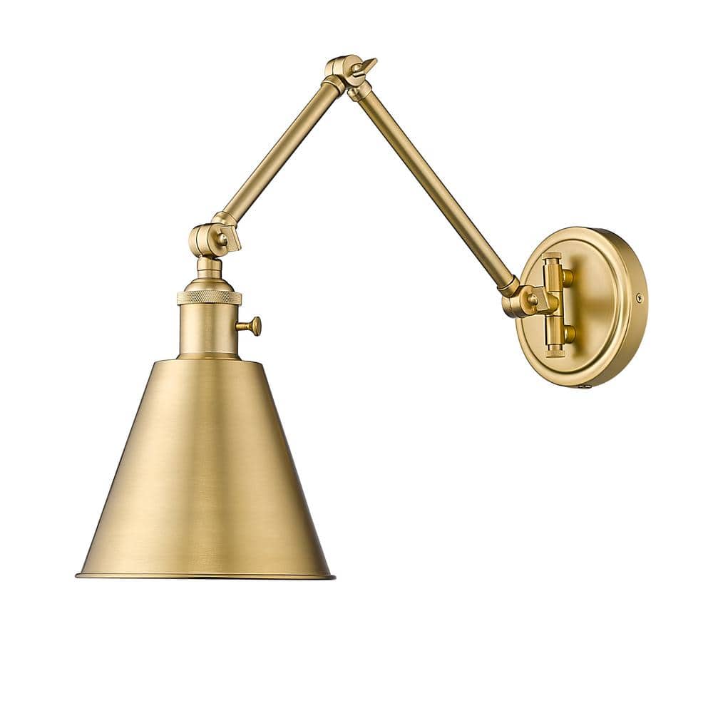 Gayson 7.5 in. 1-Light Modern Gold Wall Sconce with Clear Glass Shade and N