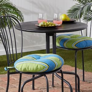 Cayman Stripe 15 in. Round Outdoor Seat Cushion (2-Pack)
