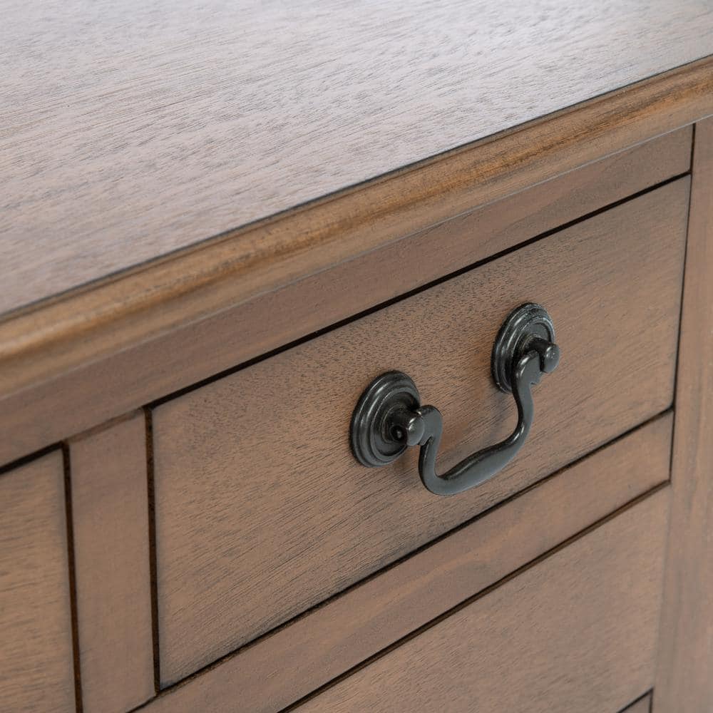 Athena Brown Wood and Metal 3-Drawer Console Table