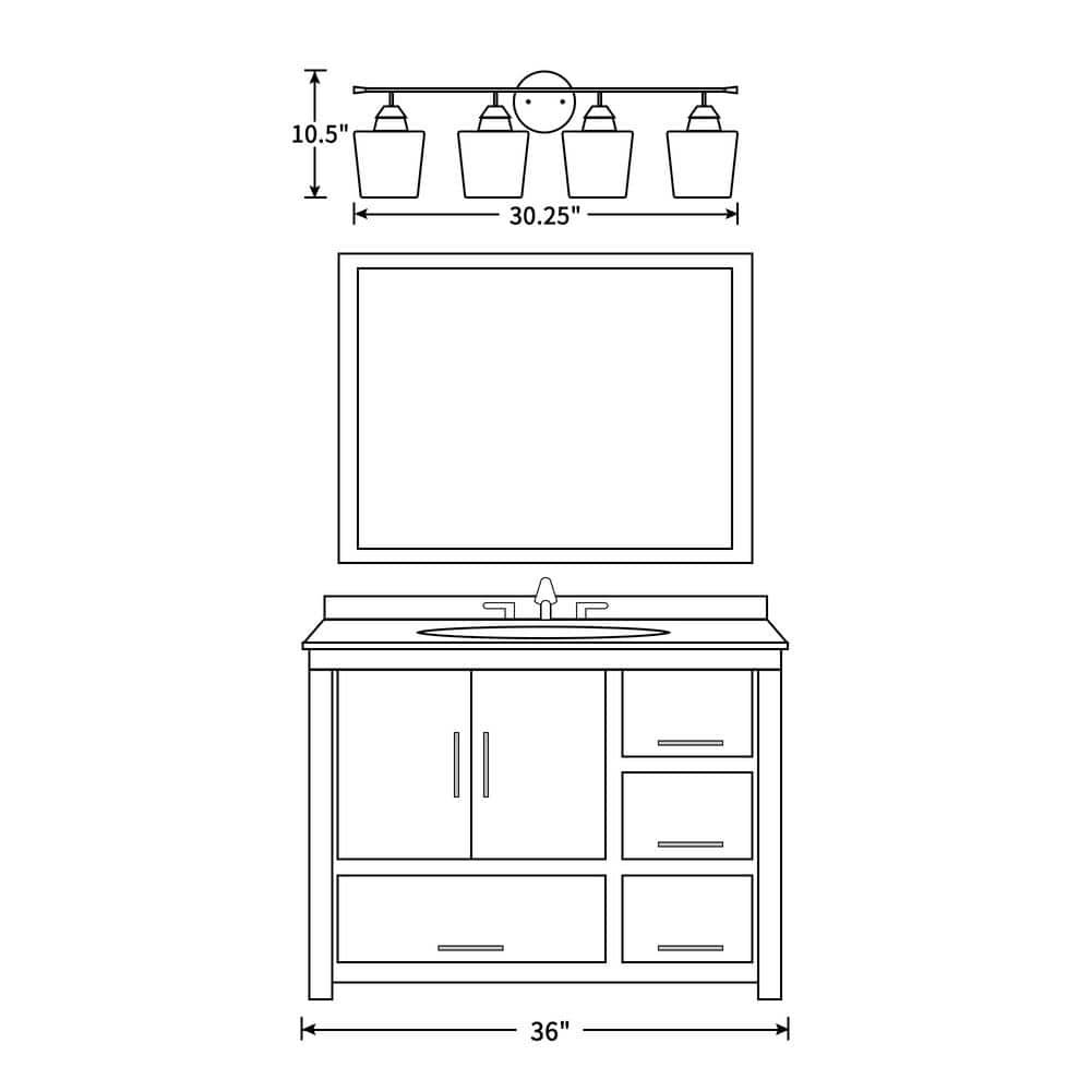 Antique Brass 4-Light Dimmable Vanity Light with Clear Glass Shades