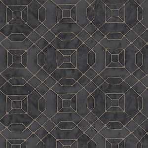 Metallic FX Gold and Black Geometric Wallpaper
