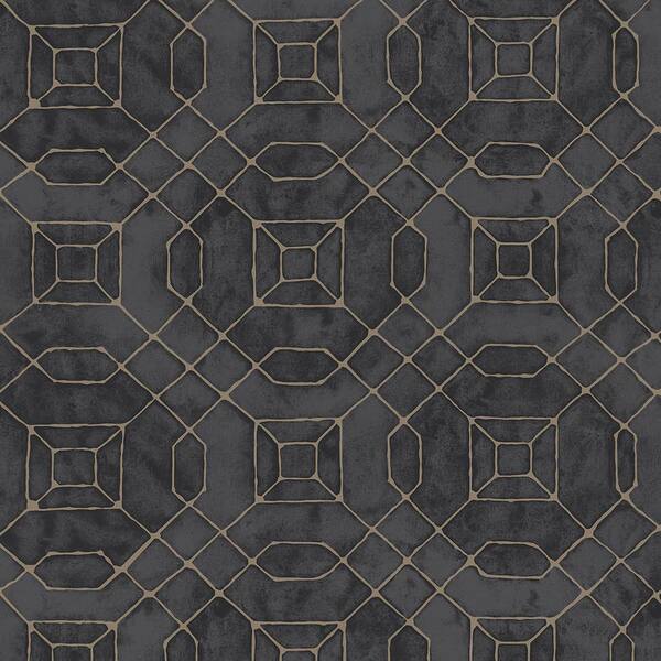 Unbranded Metallic FX Gold and Black Geometric Wallpaper