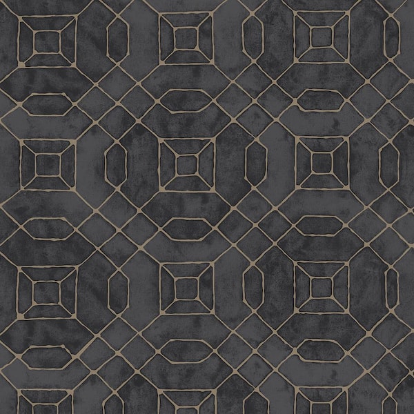 Unbranded Metallic FX Gold and Black Geometric Wallpaper Sample