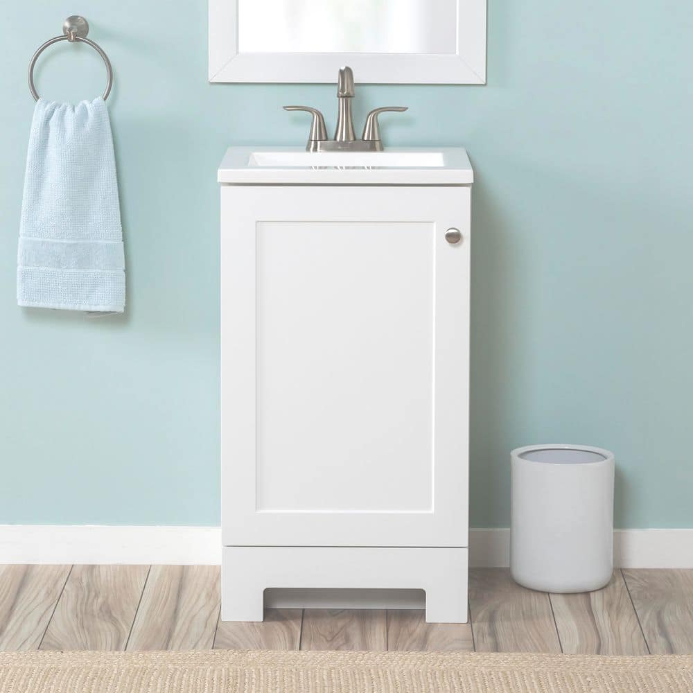 LeSommet様ホワイト Glacier Bay 19 in. Single Sink White Bath Vanity with White
