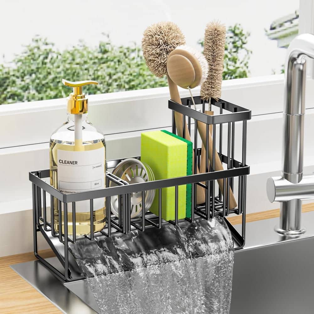 Stainless Steel Kitchen Sink Caddy Organzier with High Brush Holder, Sponge Holder for Kitchen Countertop Decor (1-Pack) price history on PriceWatchPro