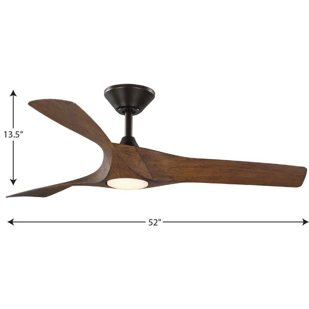 52'' Koa Woodgrain Smart Ceiling Fan with LED Light