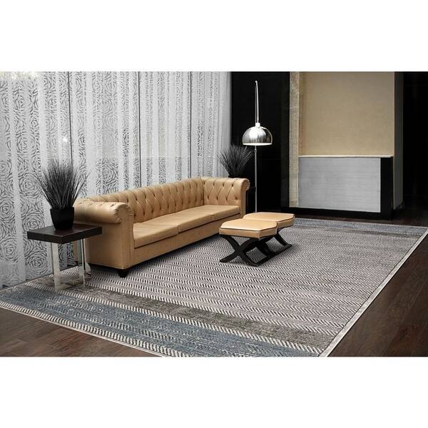 Harlow 7 ft. 10 in. X 10 ft. 2 in. Grey/Blue Chevron Indoor Area Rug