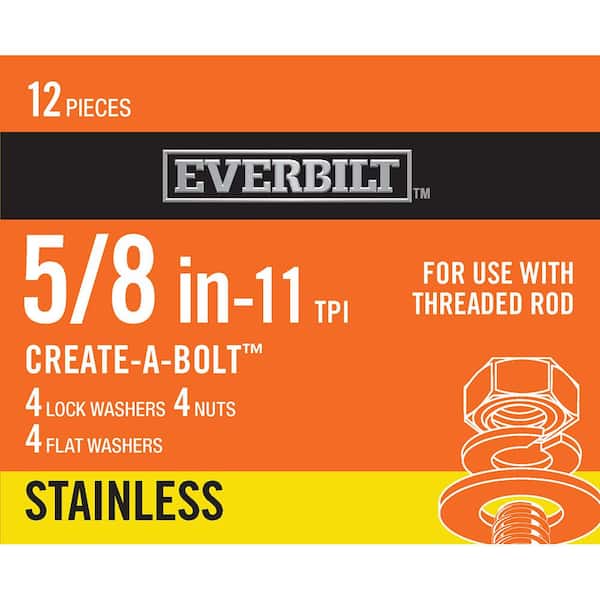 Everbilt 5/8 in. Stainless Steel Nuts Washers and Lock Washer (4-Piece)
