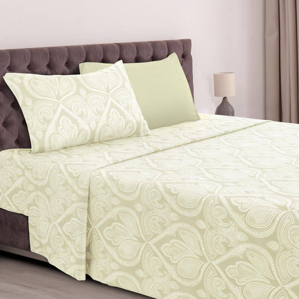 Lux Decor 4-Piece Microfiber Sheet Set Paisley Pattern with Deep Pocket Fitted Sheet and Pillowcases-Twin Ivory price history on PriceWatchPro