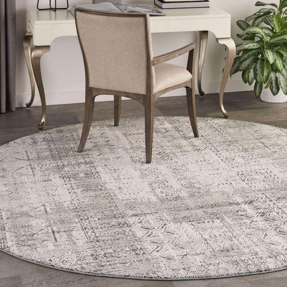 Lynx Ivory Blue 8 ft. x 8 ft. All-Over Design Transitional Round Area Rug price history on PriceWatchPro