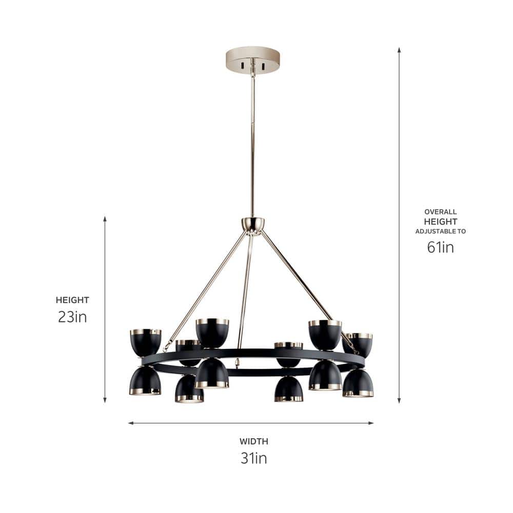 Modern Black Frosted Acrylic 12-Light Outdoor Chandelier