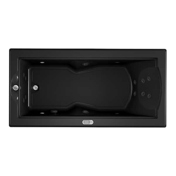 JACUZZI FUZION 70.7 in. x 35.4 in. Rectangular Whirlpool Bathtub with Left Drain in Black