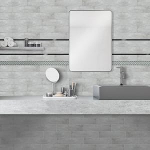 Vali 1 in. x 18 in. Silver Tones Ceramic Decorative Listello Wall Tile (3-Pack)