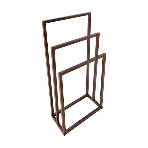 Freestanding 3 Tiers Metal Towel Rack for Bathroom - Brown