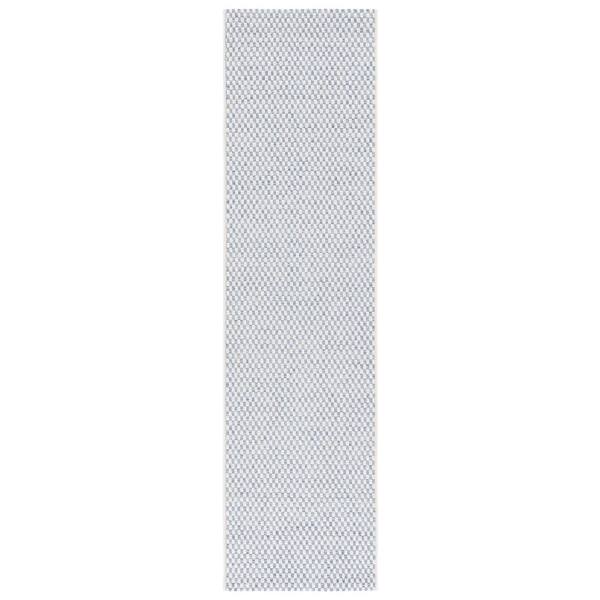 Sisal All-Weather 2 x 11 Blue/Ivory Ribbed Runner Rug
