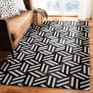 Studio Leather Ivory/Black 5 ft. x 8 ft. Geometric Lines Area Rug