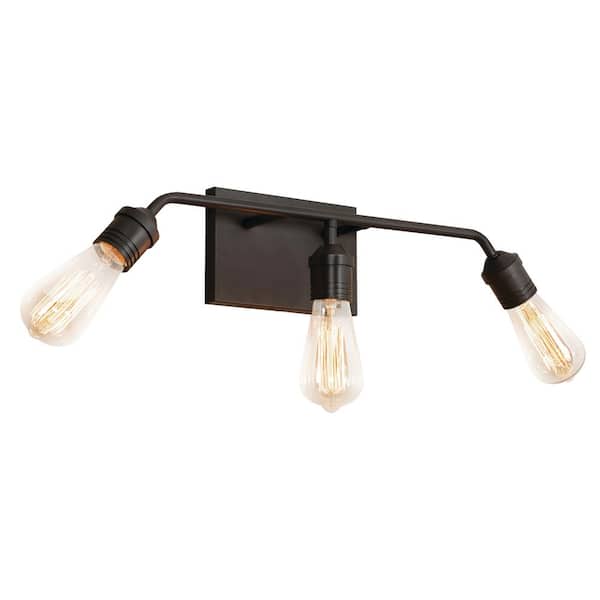 AFX Magnus 7 in. 3 Light Black Vanity Light with Acrylic Shade