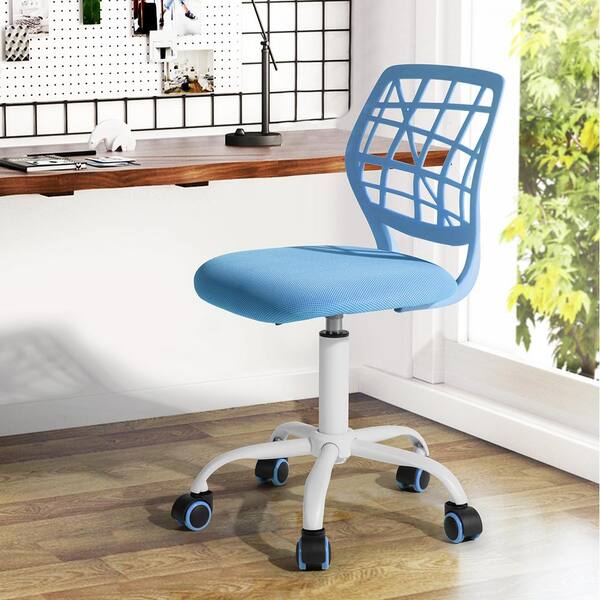 blue plastic office chair