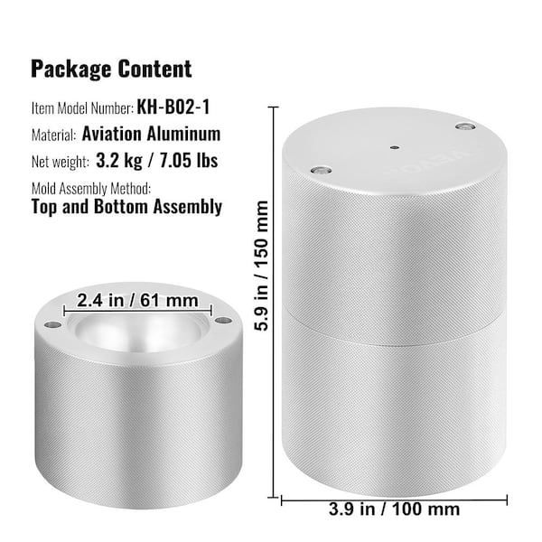 VEVOR Ice Ball Press,2.4/60 mm Diameter Ice Ball Maker,Aluminum