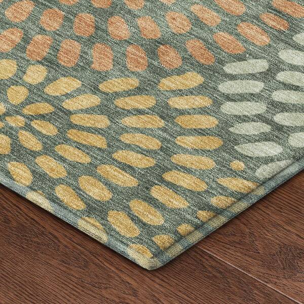 Mayfield Premium Machine Washable Abstract AMF2492 Basil 10 ft. x 14 ft. Area Rug