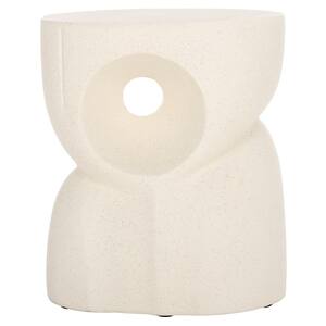 Abbi 17.72 in. White Round Concrete End Table