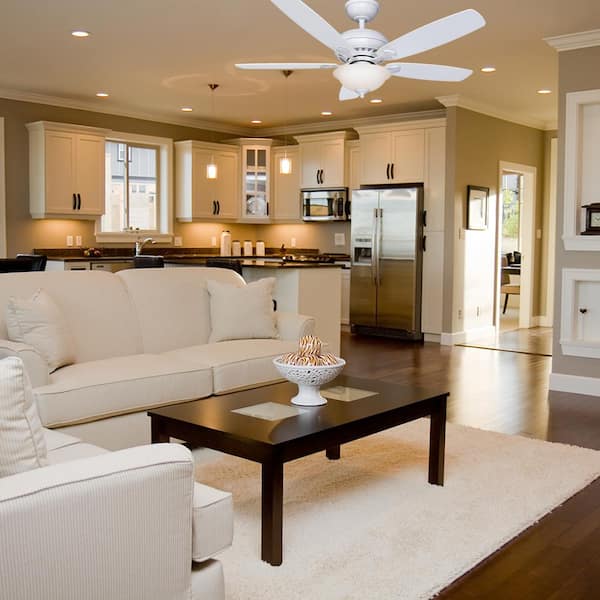 Southwind 52 in. Indoor LED Matte White Ceiling Fan with 5 Reversible Blades, Light Kit, Downrod and Remote Control