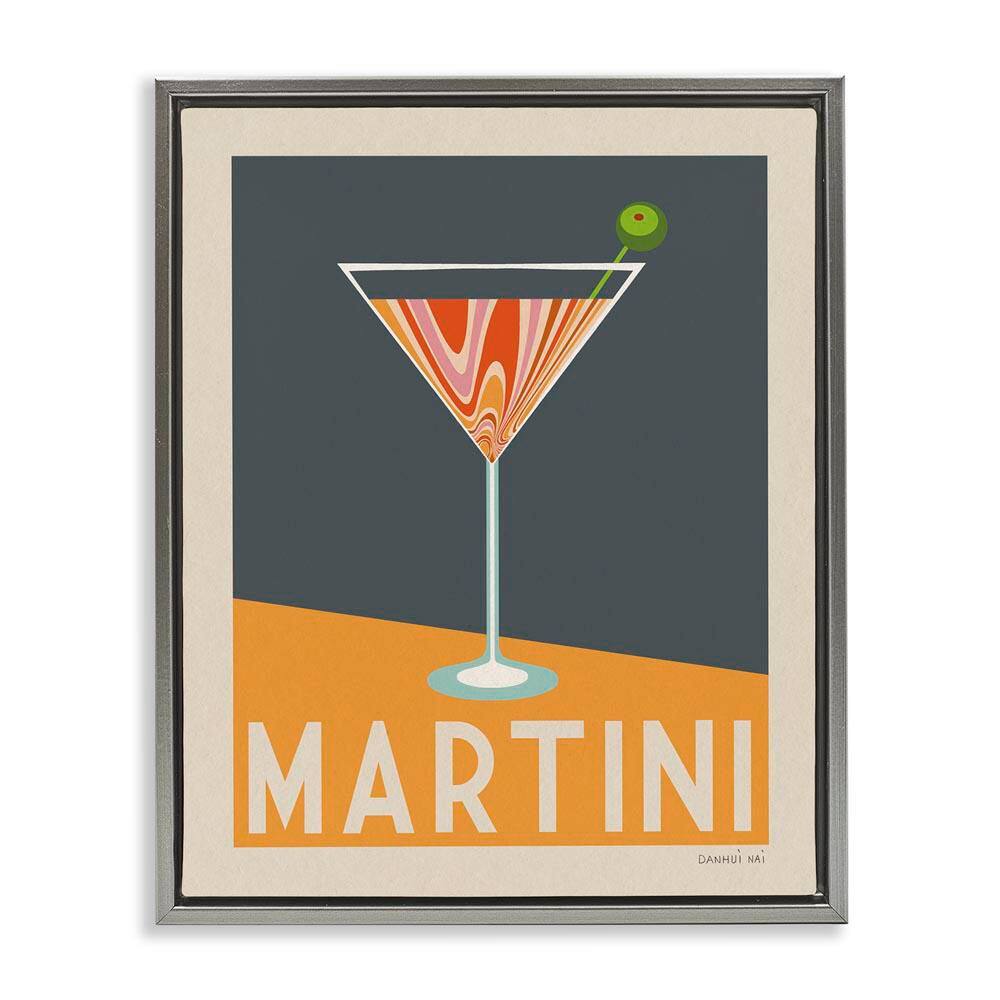 Retro Swirled Martini by Danhui Nai Gray Floater Frame Food Graphic Art Print 21 in. x 17 in. price history on PriceWatchPro