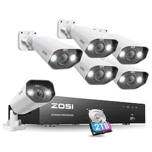 4K 8-Channel 5MP POE 2TB NVR Security Camera System with 6 Wired Outdoor Cameras, Smart Person Vehicle Detection
