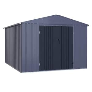 VEIKOUS 8 ft. W x 8 ft. D Outdoor Metal Storage Shed in Gray (64