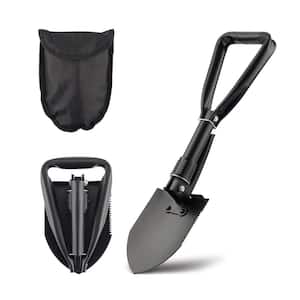 6.3 in. Handle Steel Small Compact Folding Survival Shovel in Black, Entrenching Tool for Camping