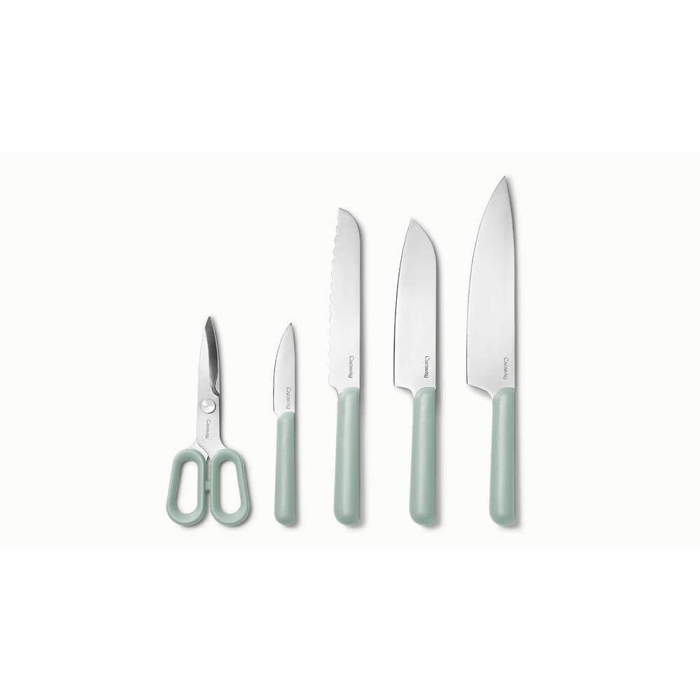 CARAWAY HOME 14-Piece Steel German Knife and Utensil Set in Mist