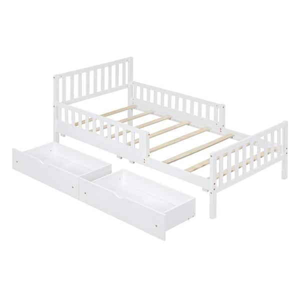 Harper & Bright Designs White Wood Frame Twin Size Platform
