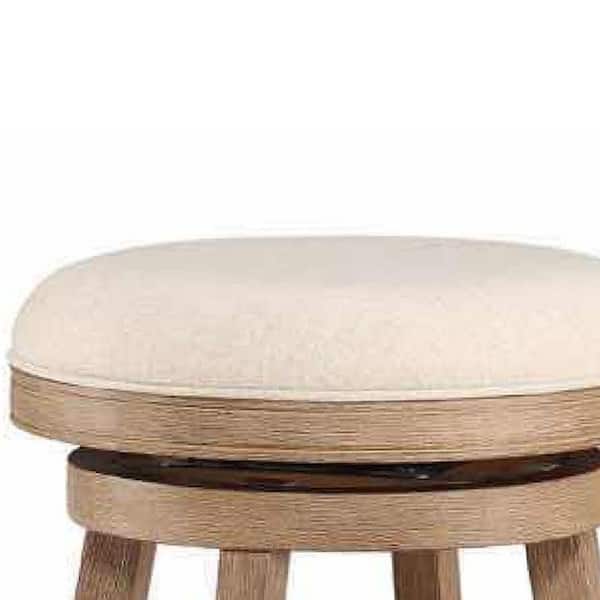 Benjara Liam 30 in. Ivory Backless Wood Barstool, Swivel Seat, High Density  Foam Cushion BM274278 - The Home Depot