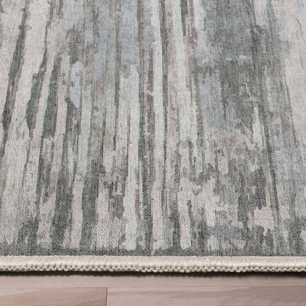 Havana Beige and Blue Abstract Flat-Weave Area Rug 9'10" x 13'
