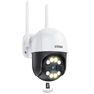 Wired 3MP 2K PTZ Outdoor Home Security Camera with 64GB SD Card, 2-Way Audio, Color Night Vision, No Monthly Fee