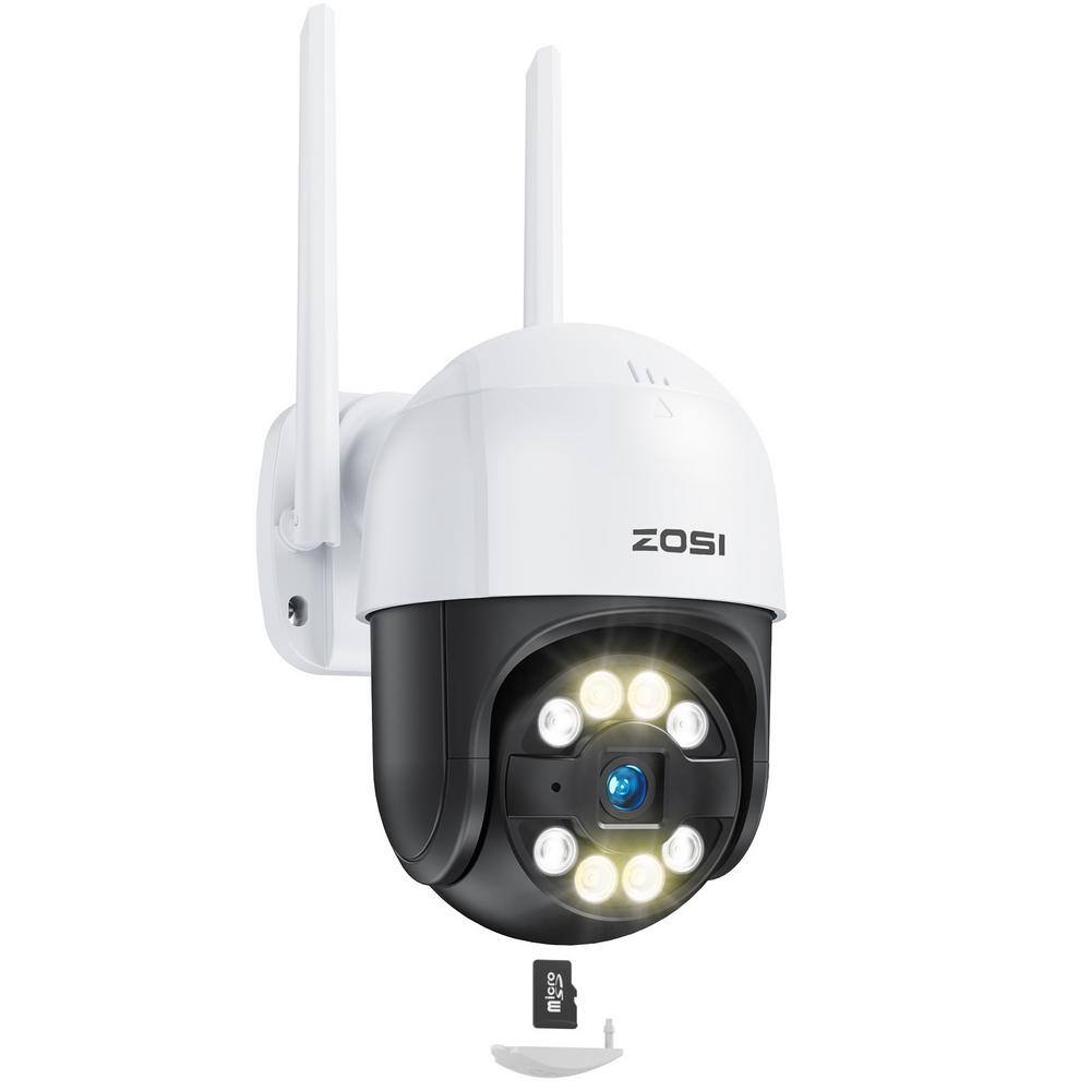 ZOSI Wired 3MP 2K PTZ Outdoor Home Security Camera with 64GB SD Card, 2Way Audio, Color Night