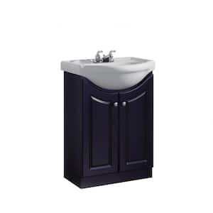 24 in. W Standard Vanity in Satin Black Color with Ceramic Vanity Top in White with White Basin