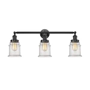 Canton 30 in. 3-Light Oil Rubbed Bronze Vanity Light with Seedy Glass Shade