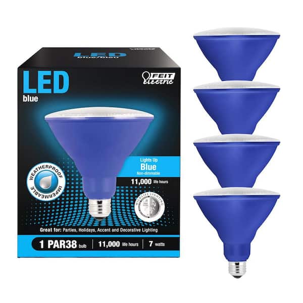 90-Watt Equivalent PAR38 Weatherproof Outdoor Landscape Blue Color E26 Medium Base FLood LED Light Bulb (4-Pack)