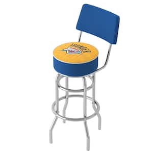 Oklahoma City Thunder City 31 in. Yellow Low Back Metal Bar Stool with Vinyl Seat