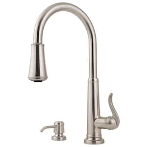 Ashfield Single-Handle Pull-Down Sprayer Kitchen Faucet with Soap Dispenser in Stainless Steel