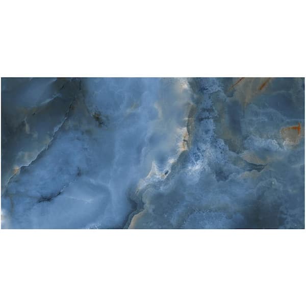 Ivy Hill Tile Jume Onyx Blue 4 in. x 0.41 in. Polished Porcelain Floor and Wall Tile Sample