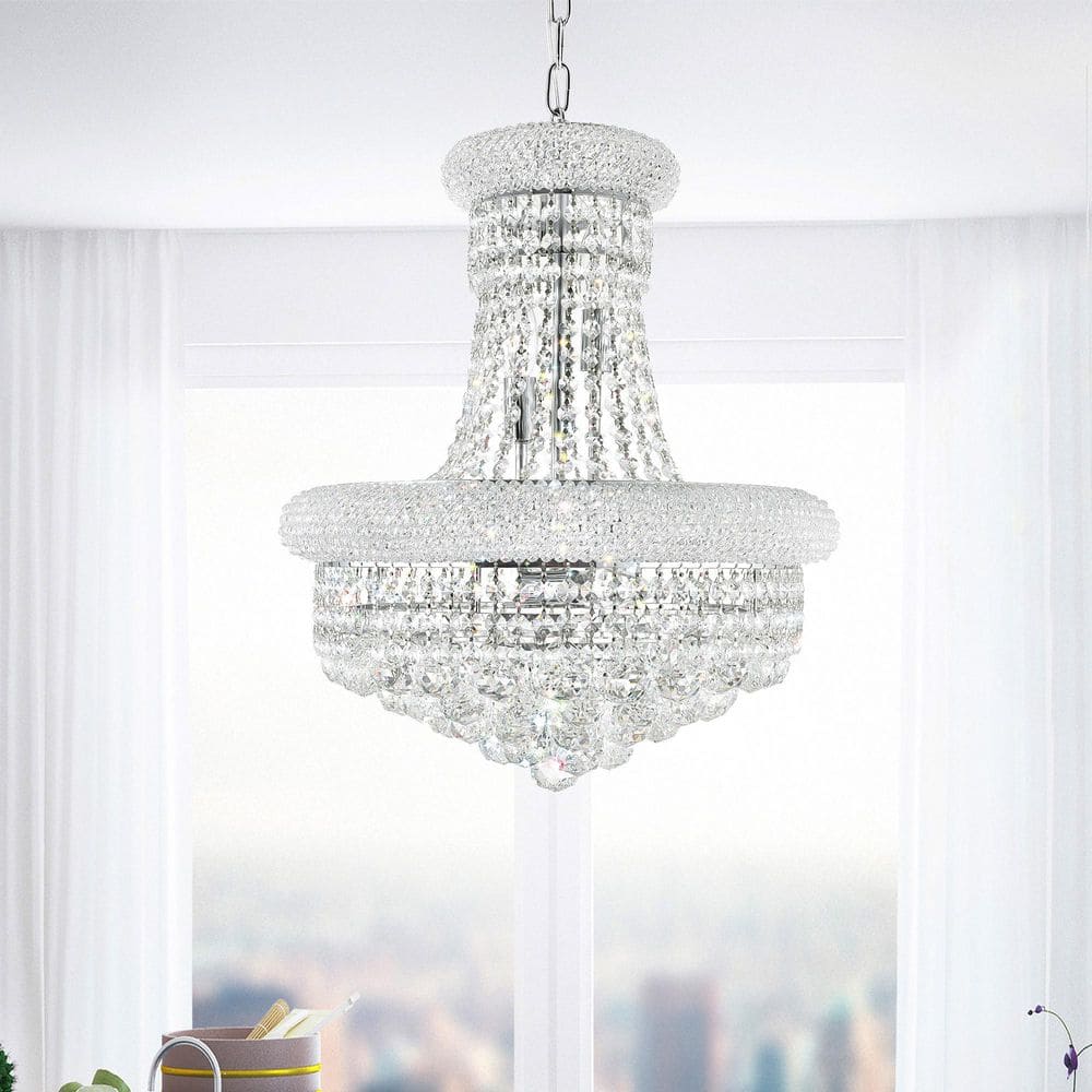 Empire 18" Chrome and Crystal 8-Light Chandelier