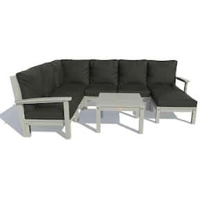 Bespoke Deep Seating 8-Piece Plastic Outdoor Sectional Set and Side Table with Cushions
