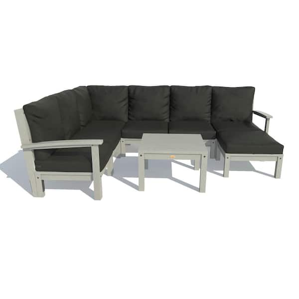 Highwood Bespoke Deep Seating 8-Piece Plastic Outdoor Sectional Set and Side Table with Cushions